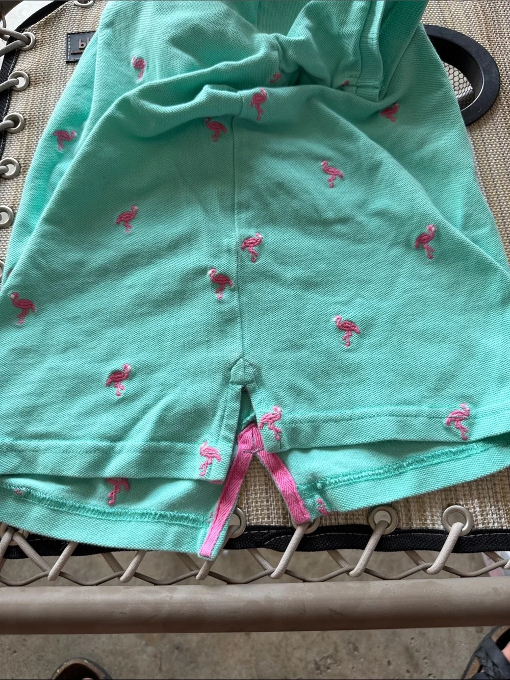 Gymboree Mint Green Polo with Pink Flamingo Embroidery